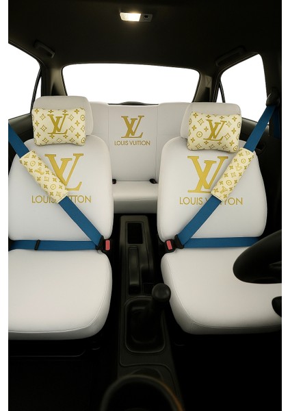 Lv 8 Parça Oto Koltuk Kılıf Seti Servis Kılıfı (Ön + Arka Set, 2 Boyun Yastığı, 2 Kemer Kılıfı)