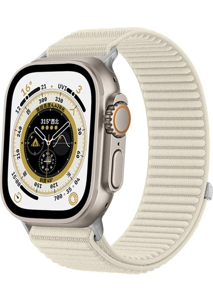 Apple Watch 10 46MM 6/7/8 Se Ultra Uyumlu 42/44/45/49MM Hasır Örgü Cırtlı Kumaş Kordon Kayış - Kumaş Örgü Kordon