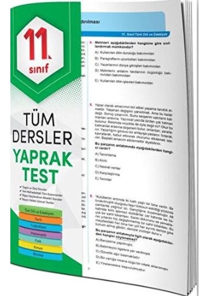 11. Sınıf Tüm Dersler Yaprak Test