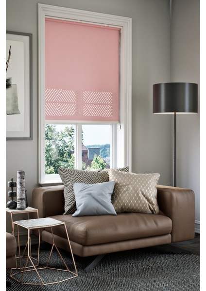 Lazer Kesim Mat Stor Perde, Lazer Kesimli Klasik Serisi, C-2006 Gül Kurusu Renk