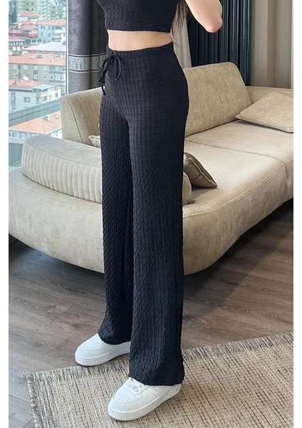 Baffle Salaş Pantolon Ilikli Bağcıklı Siyah