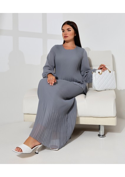 Etek Görünümlü Uzun Pili Elbise