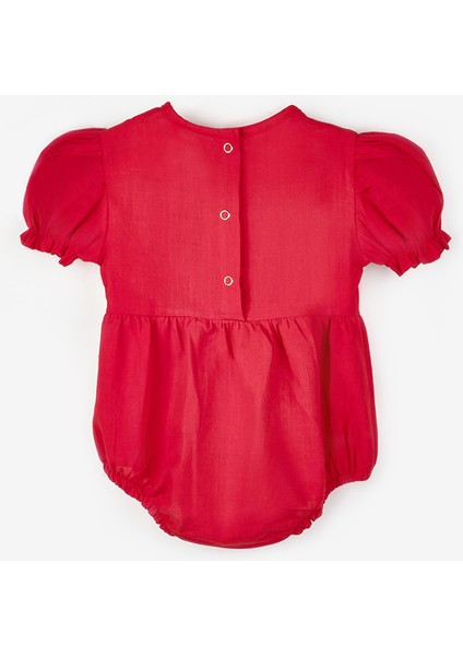 Kırmızı Kısa Kollu Şapka Aksesuarlı Kız Bebek Tulum - Perla fiyatları
