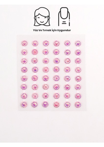 Pembe Parlak Taş Detaylı Yüz ve Tırnak Sticker fiyatları