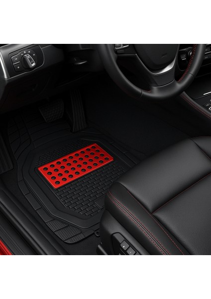 Mitsubishi Attrage Sedan 2020 Uyumlu Havuzlu Ünıversal Pro Lıne Oto Paspas Siyah - Kırmızı