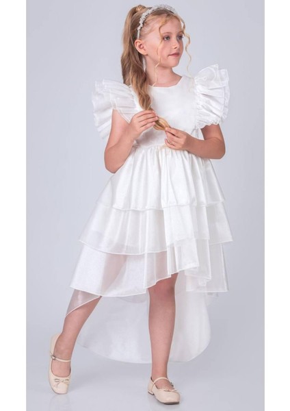 Kız Çocuk Abiye Elbise Fırfırlı, Ön Kısa Arka Uzun Özel Gün Elbisesi fiyatları