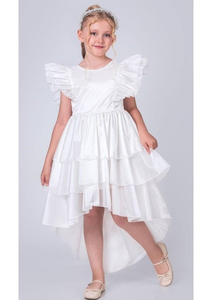 Kız Çocuk Abiye Elbise Fırfırlı, Ön Kısa Arka Uzun Özel Gün Elbisesi modelleri
