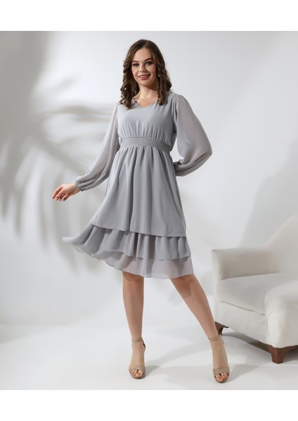 Beli Gipeli Astarlı Şifon Kısa Elbise modelleri