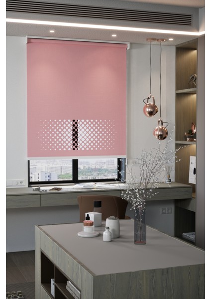 Lazer Kesim Mat Stor Perde, Lazer Kesimli Modern Serisi, M-2006 Gül Kurusu Renk