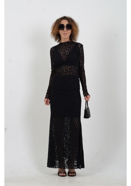 Siyah Yarım Astarlı Dantel Etek fiyatları