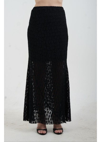 Siyah Yarım Astarlı Dantel Etek modelleri