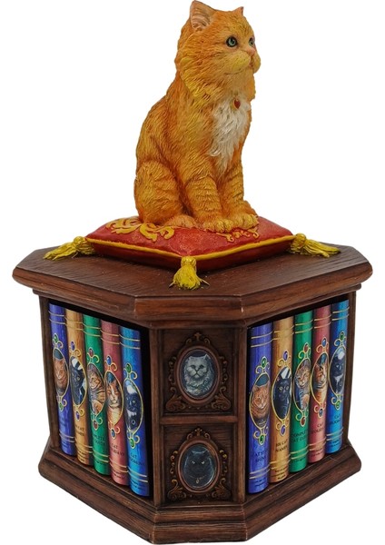 Lisa Parker Tasarımı Kedi ve Kitap Temalı Dekoratif Biblo Kutu | Kedi Severlere Hediye | Kedili Eşyalar fiyatları