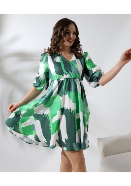 V Yaka Yarım Kol Kısa Elbise modelleri