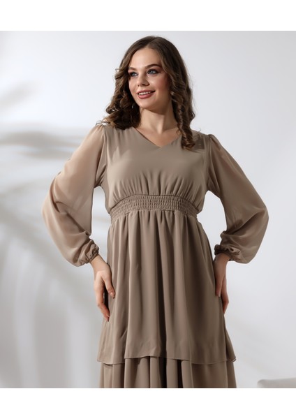 Beli Gipeli Astarlı Şifon Kısa Elbise fırsatları