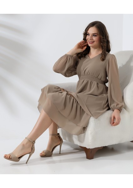 Beli Gipeli Astarlı Şifon Kısa Elbise indirimleri