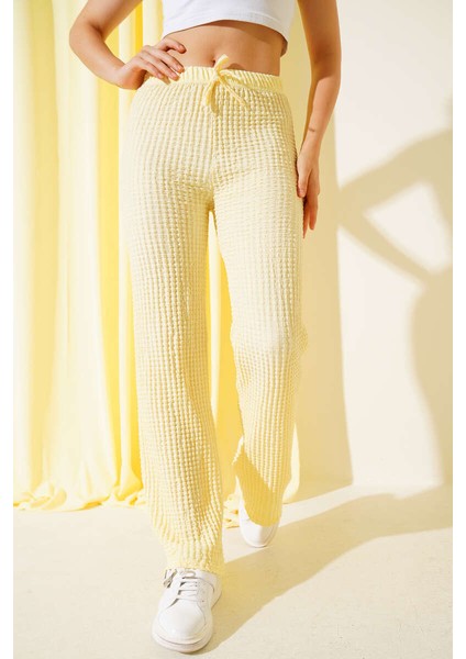 Baffle Salaş Pantolon Ilikli Bağcıklı Sarı