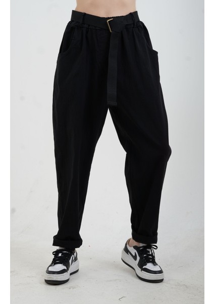 Siyah Kemerli Likralı Pantolon modelleri