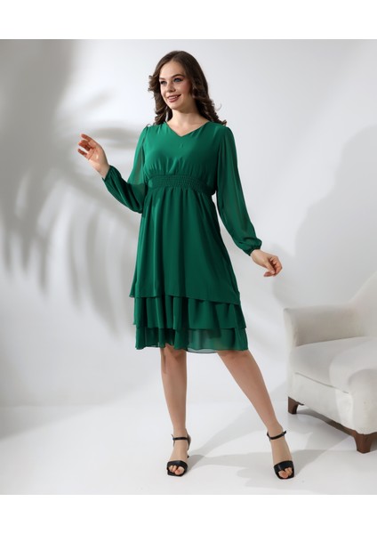 Beli Gipeli Astarlı Şifon Kısa Elbise fiyatları