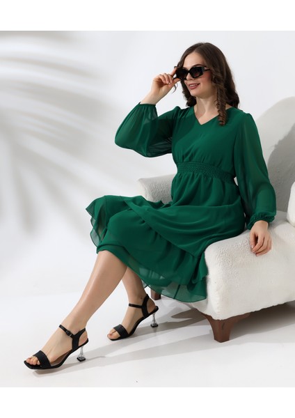 Beli Gipeli Astarlı Şifon Kısa Elbise indirimleri