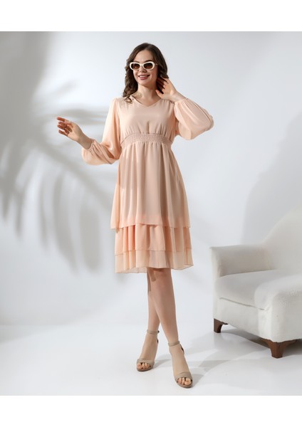 Beli Gipeli Astarlı Şifon Kısa Elbise fiyatları