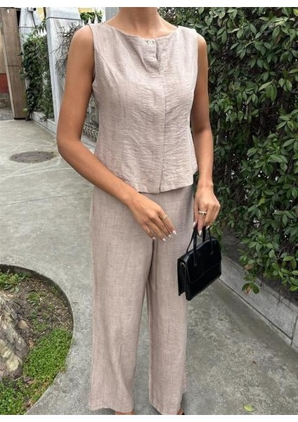 Sıfır Kollu Bluz Batik Desenli Pantolon Ikili Takım 10181-08 indirimleri