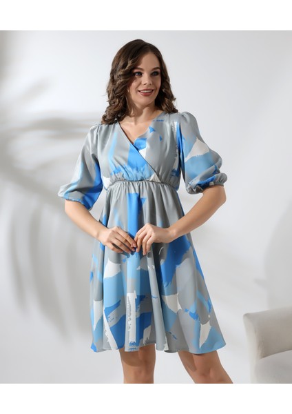 V Yaka Yarım Kol Kısa Elbise modelleri