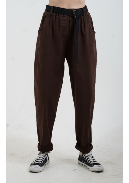 Kahve Kemerli Likralı Pantolon fırsatları