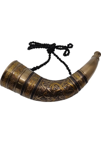 Sigurd ve Fafnir Figürlü Boynuz Şeklinde Dekoratif Duvar Askılı Viking Kornası fiyatları