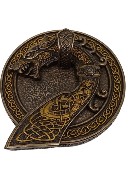 Sigurd ve Fafnir Figürlü Boynuz Şeklinde Dekoratif Duvar Askılı Viking Kornası fırsatları