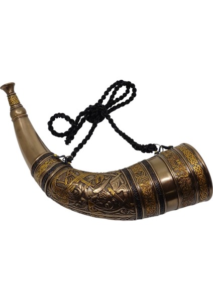Sigurd ve Fafnir Figürlü Boynuz Şeklinde Dekoratif Duvar Askılı Viking Kornası indirimleri