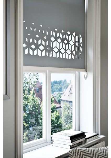 Lazer Kesim Mat Stor Perde, Lazer Kesimli Modern Serisi, M-141004 Antrasit Renk fiyatları