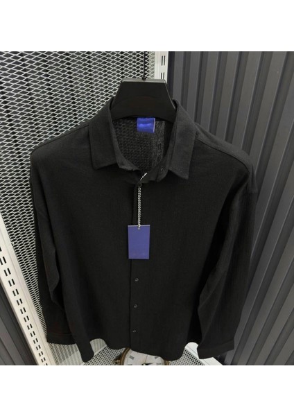 Siyah Müslin Kumaş Gömlek