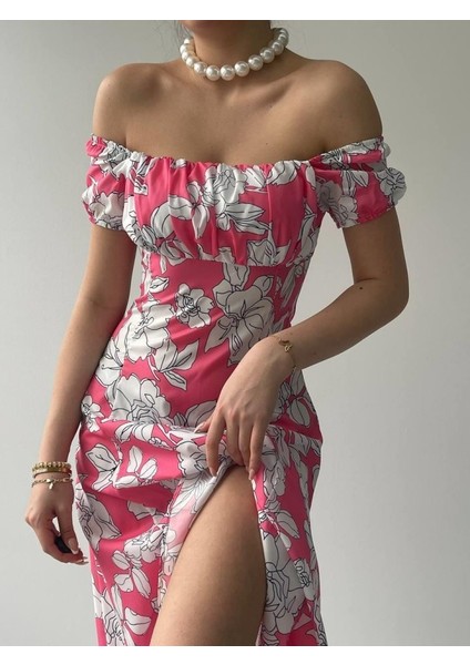 Kare Yaka Çiçekli Elbise fırsatları