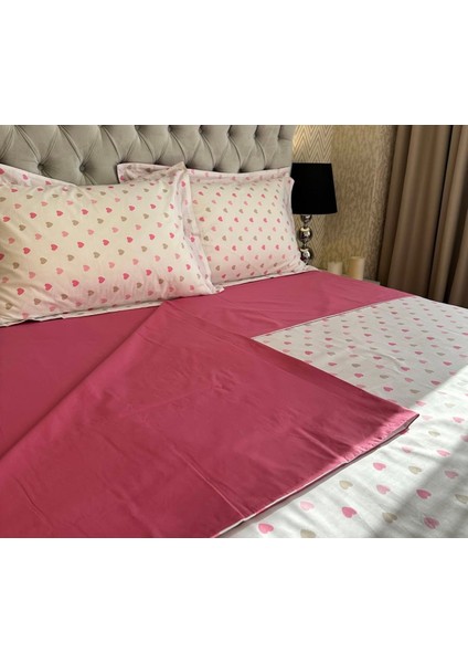 Pembe Renkli Kalpli Yorgan Kılıfı