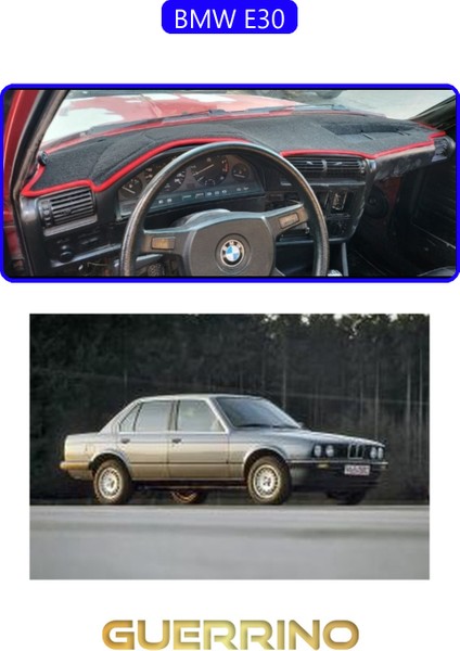 Bmw E30TORPİDO Koruma Halısı Mavi Kenar