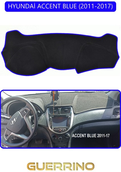 Hyundai Accent Blue 2011-2017TORPİDO Koruma Halısı Mavi Kenar
