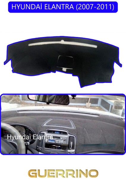 Hyundai Elantra 2007-2011TORPİDO Koruma Halısı Mavi Kenar