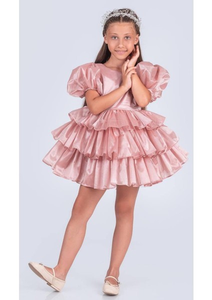 Kat Kat Fırfırlı Tak Çıkar Kuyruklu Prenses Model Kız Çocuk Abiye Elbise fiyatları