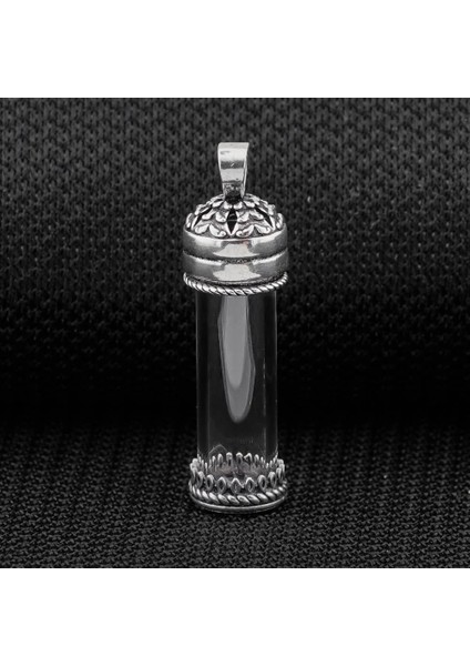 Cam Tüp Açılabilir Cevşen Dua Kabi 925 Ayar Gümüş Erkek Kolye