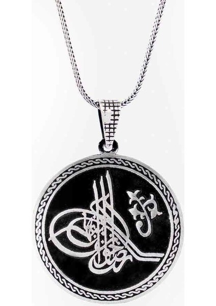 Osmanlı Tuğralı 925 Ayar Gümüş Erkek Kolye