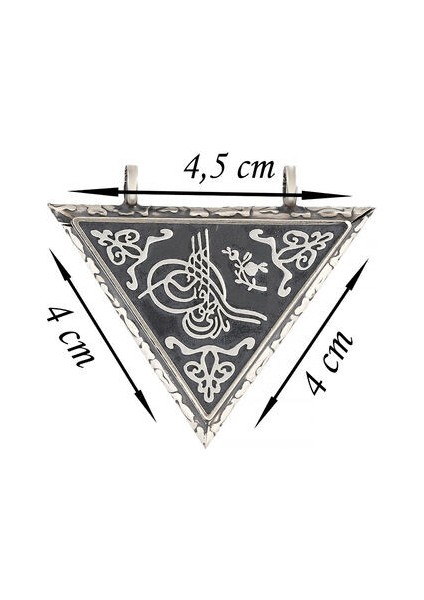 Açılabilen Üçgen Tugra Muskalıkçevşen Dualı Erkek 925 Ayar Gümüş Kolye