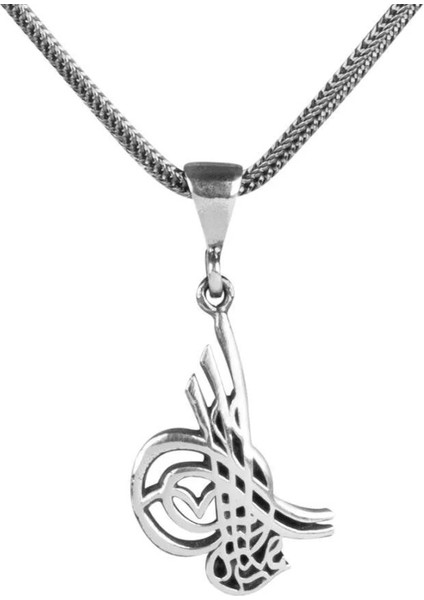 Osmanlı Tuğralı 925 Ayar Gümüş Erkek Kolye