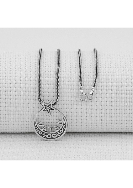 Ay Yıldız Tasarımlı 925 Ayar Gümüş Erkek Kolye