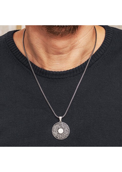 Insirah Suresi Çevşen Dualı Erkek 925 Ayar Gümüş Kolye