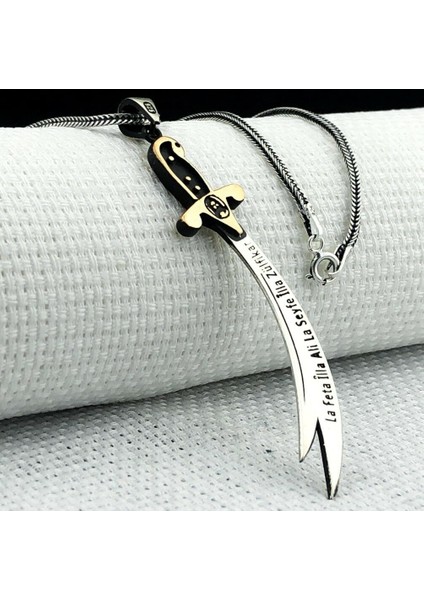 Zulfikar La Feta Illa Ali La Seyfe Illa 925 Ayar Gümüş Erkek Kolye