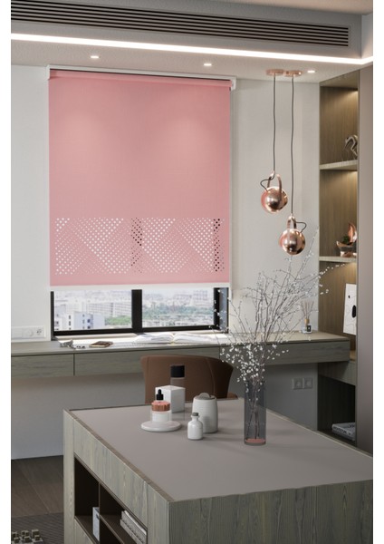 Lazer Kesim Mat Stor Perde, Lazer Kesimli Modern Serisi, M-3006 Gül Kurusu Renk