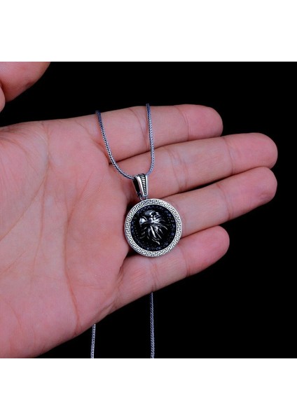 Mikro Taşlı Kartal 925 Ayar Gümüş Erkek Kolye