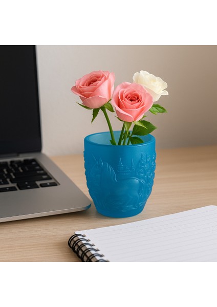 El Yapımı Mavi Reçine Unicorn Kalemlik – At Desenli Dekoratif Masaüstü Düzenleyici Kutu fırsatları