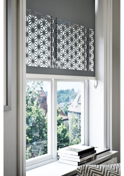 Lazer Kesim Mat Stor Perde, Lazer Kesimli Klasik Serisi, C-181004 Antrasit Renk fiyatları