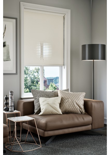 Lazer Kesim Mat Stor Perde, Lazer Kesimli Modern Serisi, M-9002 Ekru Renk